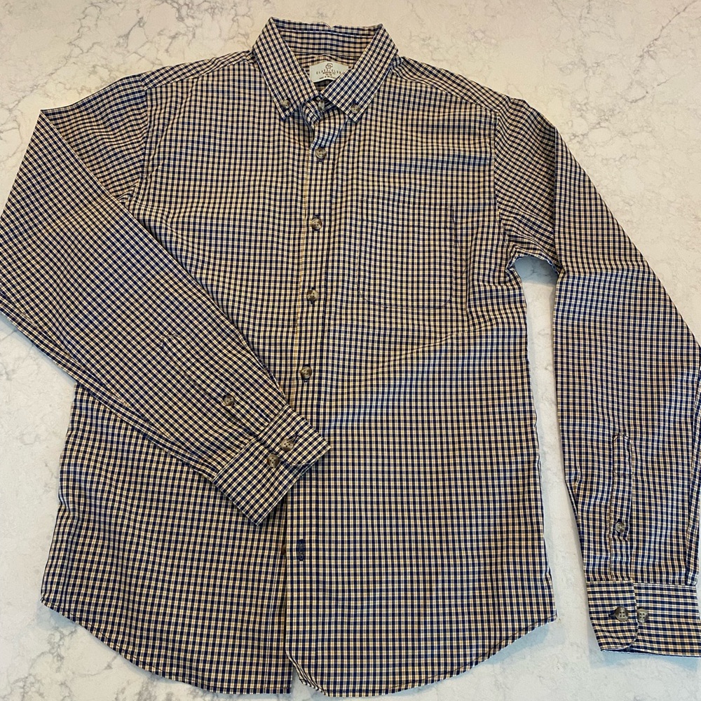 Boys Navy Plaid Dress Shirt, Size 14/16